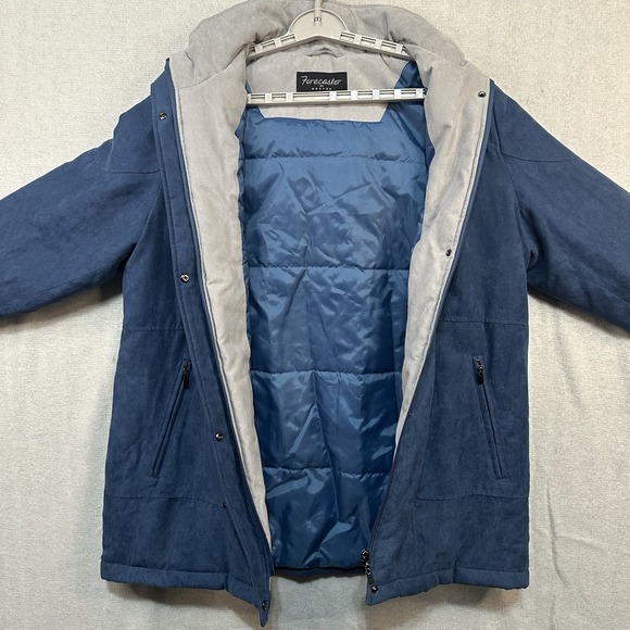 Forecaster Of Boston Teal Blue Large Women's Coat Hooded Full Zip & Button - Picture 3 of 10